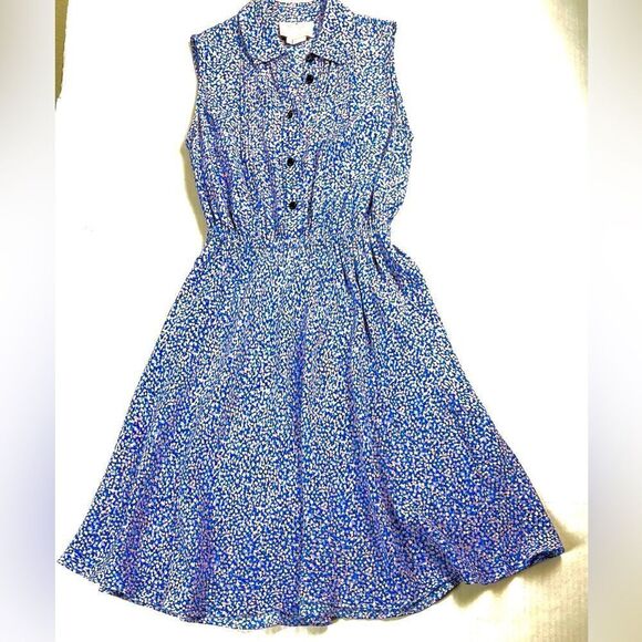 Kate Spade Blue Petals Collared Sleeveless Mini Dress - Picture 5 of 15